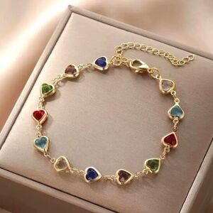 NEW Colorful 3D Heart Link Bracelet Disc Shipping